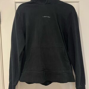 Men's Black Pullover Hoodie with 'I LOVE UGLY' Text